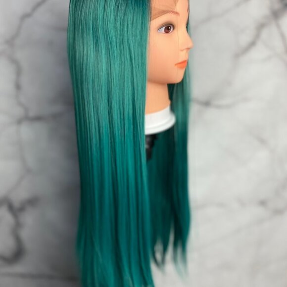 Ombre Black Roots-Green Lace Wigs - Picture 4 of 6